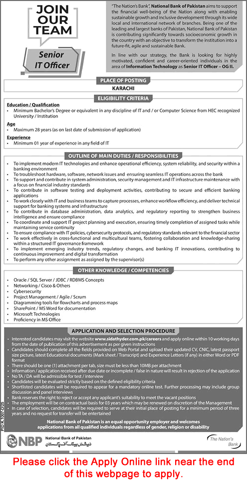 NBP IT Officer Jobs September 2025